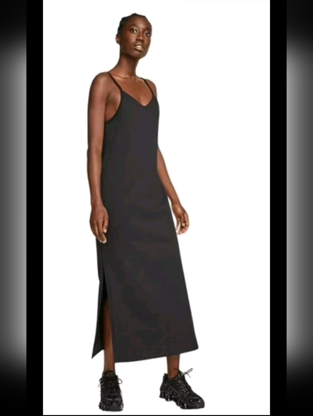 Nike Womens Black Cotton Sporty Bodycon Casual Tank Maxi Dress S